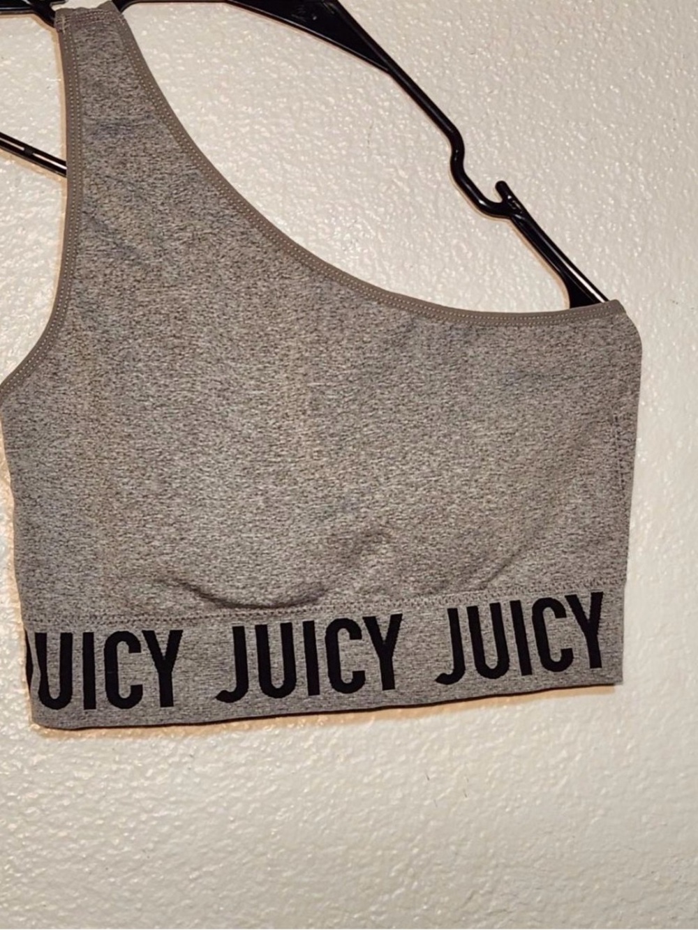 Juicy Couture Grey One-Shoulder Sports Bralette